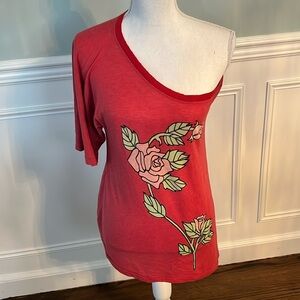 Wildfox one shoulder roses shirt
